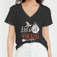 Lets Get Wicked Halloween Quote Women V-Neck T-Shirt