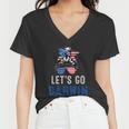 Lets Go Darwin Messy Bun Women V-Neck T-Shirt