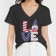 Love American Gnome 4Th Of July Independence Day Flag Graphic Plus Size Shirt Women V-Neck T-Shirt