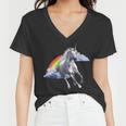 Magical Unicorn Horse Over Rainbow Women V-Neck T-Shirt