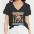 Mele Kalikimaka Santa Ugly Christmas Hawaiian Women V-Neck T-Shirt