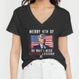 Merry 4Th Of July Biden Bike Bicycle Falls Off Anti Biden V8 Women V-Neck T-Shirt