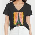 Paris France Colorful Eiffel Tower Women V-Neck T-Shirt