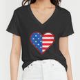 Patriotic American Flag Heart For 4Th Of July Girl Women V-Neck T-Shirt