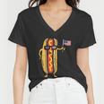Patriotic Hot Dog American Flag Usa Funny 4Th Of July Fourth Women V-Neck T-Shirt