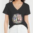 Peace Love Patriotic 4Th Of July Usa Flag Women V-Neck T-Shirt