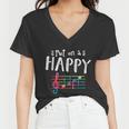 Put On A Happy Face Music Notes Funny Teacher Tshirt Women V-Neck T-Shirt