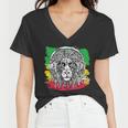 Rasta Lion With Glasses Smoking A Joint Women V-Neck T-Shirt