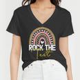 Rock The Test Test Day Teacher Testing Day Rainbow Teacher Women V-Neck T-Shirt