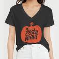 Scary Night Pumpkin Halloween Quote Women V-Neck T-Shirt