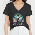 Seven Year Old Rainbow Birthday Gifts For Girls 7Th Bday Women V-Neck T-Shirt