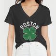 Shamrock Massachusetts Boston St Patricks Day Irish Green Graphic Design Printed Casual Daily Basic Women V-Neck T-Shirt