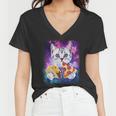 Space Cat Pizza And Tacos Tshirt Women V-Neck T-Shirt