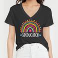 Speducator Rainbow Heart Special Education Teacher Sped Ed Women V-Neck T-Shirt