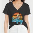 Surfing Vintage Summer Vacation Surf Women V-Neck T-Shirt