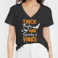 Thick Thighs And Spooky Vibes Spooky Vibes Halloween Women V-Neck T-Shirt