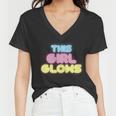 This Girl Glows Retro Neon Party Tshirt Women V-Neck T-Shirt