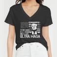 Trendy Ultra Maga Pro Trump American Flag 4Th Of July Retro Funny Gift Women V-Neck T-Shirt