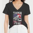 Truck Yeah Canada Flag American Flag Freedom Convoy Women V-Neck T-Shirt