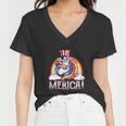 Unicorn 4Th Of July Merica Girl Rainbow Women V-Neck T-Shirt