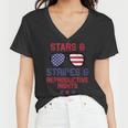 Us Flag Sunglass Stars Stripes Reproductive Rights Patriotic Women V-Neck T-Shirt