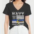 Us Navy Forge By The Sea Blue Line Flag Women V-Neck T-Shirt