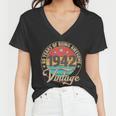 Vintage 1942 Birthday 80 Years Of Being Awesome Emblem Women V-Neck T-Shirt