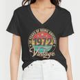 Vintage 1972 Birthday 50 Years Of Being Awesome Emblem Women V-Neck T-Shirt
