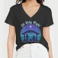 Vintage Christmas Oh Holy Night Nativity Scene Women V-Neck T-Shirt