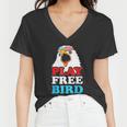 Vintage Play Free Bird Bald Eagle American Patriotic Usa Women V-Neck T-Shirt