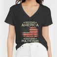 Vintage Usa Flag Defend America Defund Politicians Women V-Neck T-Shirt