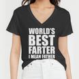 Worlds Best Farter I Mean Father Funny Dad Logo Women V-Neck T-Shirt
