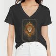 Zodiac Leo Lion Tarot Card Viii Strength Women V-Neck T-Shirt