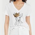 American Hairless Terrier Dog Wearing Crown Women V-Neck T-Shirt