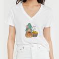 Fall In Love Gnomes Pumpkins Basket Women V-Neck T-Shirt