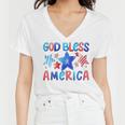 Kids Cute American Flag Girls 4Th Of July God Bless America Kids Women V-Neck T-Shirt