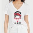 Leo Girl Messy Bun Leopard Bandana July Zodiac Sign Birthday Women V-Neck T-Shirt