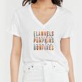 Retro Fall Flannels Hayrides Pumpkins Sweaters Bonfires Women V-Neck T-Shirt