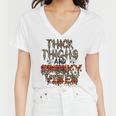 Retro Leopard Thick Thighs And Spooky Vibes Funny Halloween Women V-Neck T-Shirt