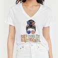 See You In Roevember Messy Bun Us Flag Groove Wave Text Women V-Neck T-Shirt