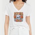 Witches Crew Pumpkin Skull Groovy Fall Women V-Neck T-Shirt