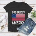 13 Star Flag Usa Betsy Ross God Bless America 4Th Of July Gift Women V-Neck T-Shirt