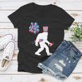 4Th Of July Bigfoot Baloons Firecracker Women V-Neck T-Shirt