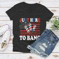 4Th Of July Im Just Here To Bang Fireworks America Flag Women V-Neck T-Shirt
