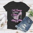 A Queen Was Born In June Fancy Birthday Graphic Design Printed Casual Daily Basic Women V-Neck T-Shirt