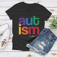 Autism Awareness Rainbow Letters Tshirt Women V-Neck T-Shirt