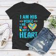 Autism I Am His Voice He Is My Heart Tshirt Women V-Neck T-Shirt