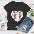 Baseball Heart Fun Mom Dad Men Women Softball Gift Wife Women V-Neck T-Shirt