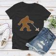 Bigfoot Walking Chihuahua Dog Women V-Neck T-Shirt
