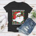 Black Santa Claus Ugly Christmas Sweater Women V-Neck T-Shirt